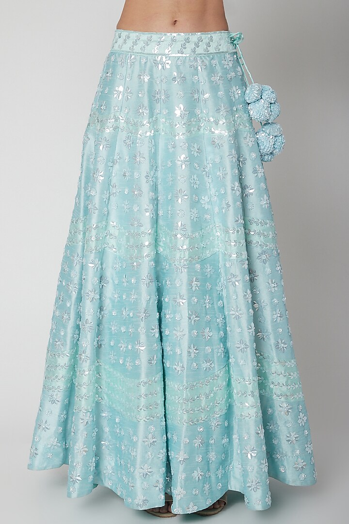 Ice Blue Embroidered Wedding Lehenga Set by Vandana Sethi at Pernia's Pop Up Shop