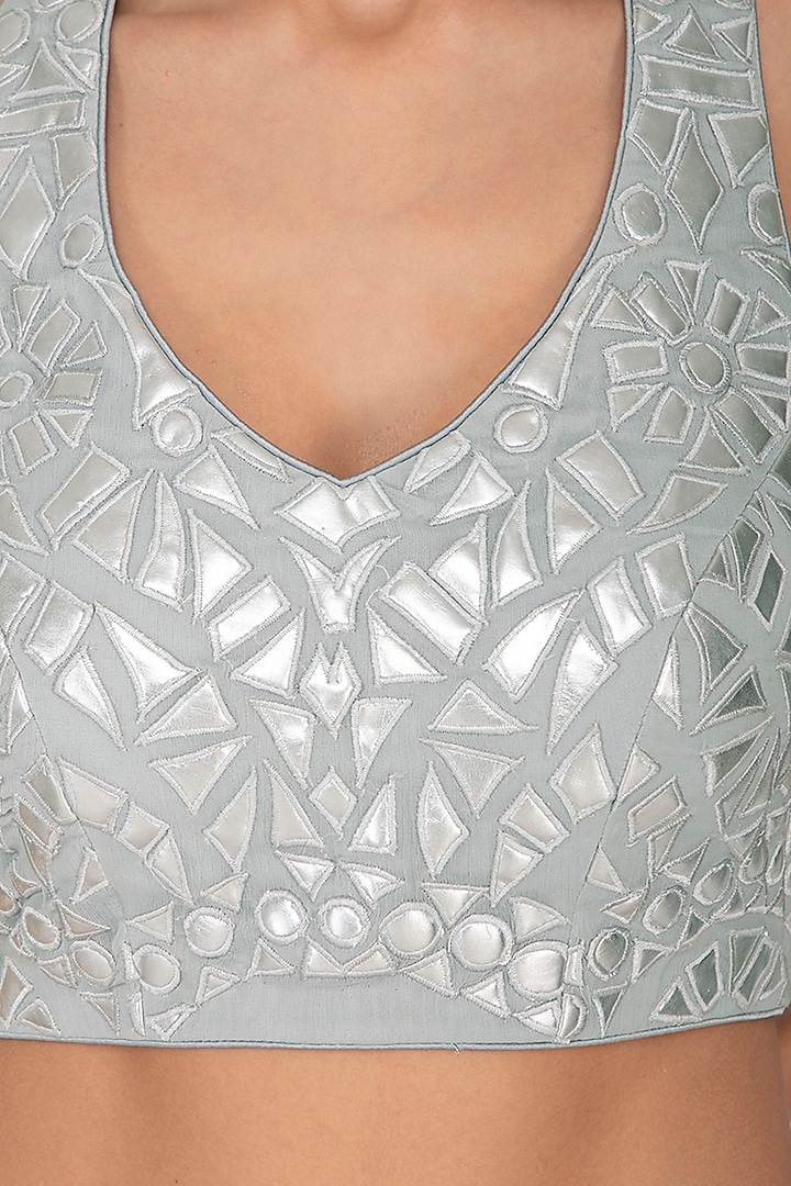 Light Grey Chiffon Wedding Lehenga Set by Vandana Sethi at Pernia's Pop Up Shop