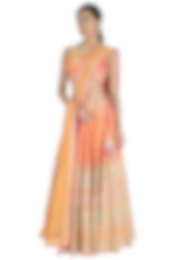 Orange Embroidered Wedding Lehenga Set by Vandana Sethi at Pernia's Pop Up Shop