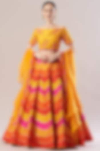 Multi-Colored Wedding Lehenga Set With Mirror Work by Vandana Sethi at Pernia's Pop Up Shop