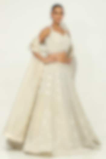 Ivory Shimmer Organza Pearl Embellished Bridal lehenga for 22 Lehenga Set by Vandana Sethi at Pernia's Pop Up Shop