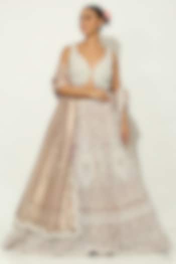 Light Purple Shimmer Organza Pearl Embellished Bridal lehenga for 22 Lehenga Set by Vandana Sethi at Pernia's Pop Up Shop
