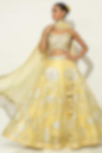 Yellow Shimmer Organza Gota Embellished Wedding Lehenga Set by Vandana Sethi at Pernia's Pop Up Shop