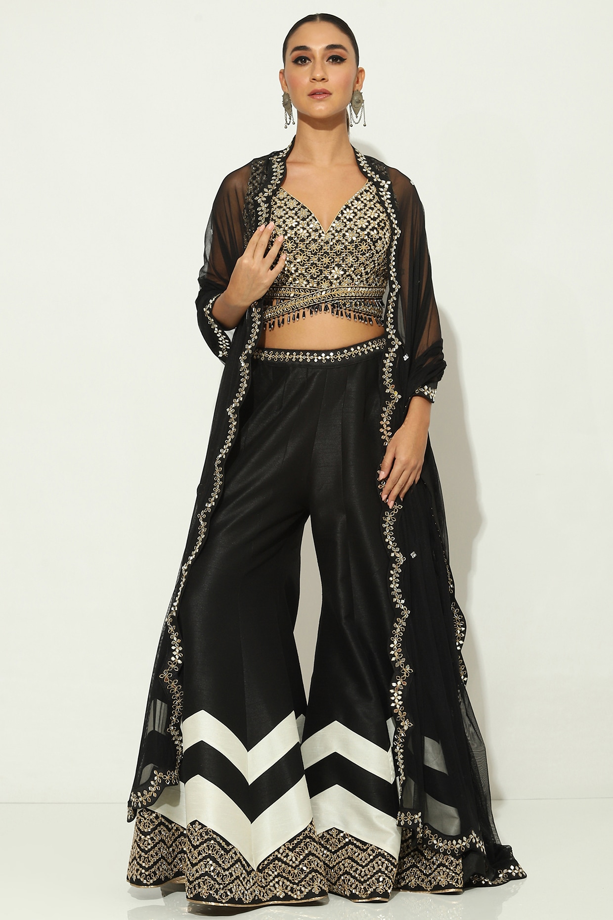 Black and golden sharara best sale