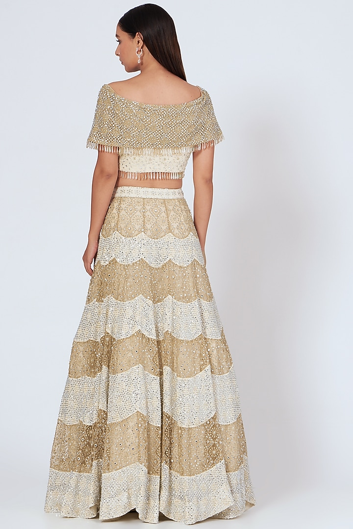 Ivory & Beige Embroidered Wedding Lehenga Set by Vandana Sethi at Pernia's Pop Up Shop