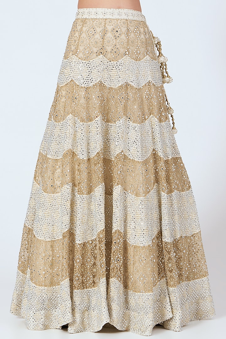 Ivory & Beige Embroidered Wedding Lehenga Set by Vandana Sethi at Pernia's Pop Up Shop