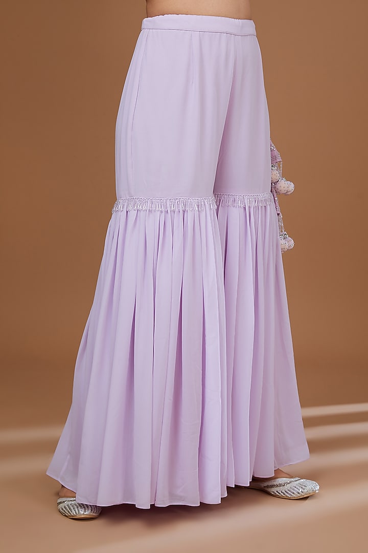 Lilac Georgette Gharara Set by Vandana Sethi at Pernia's Pop Up Shop