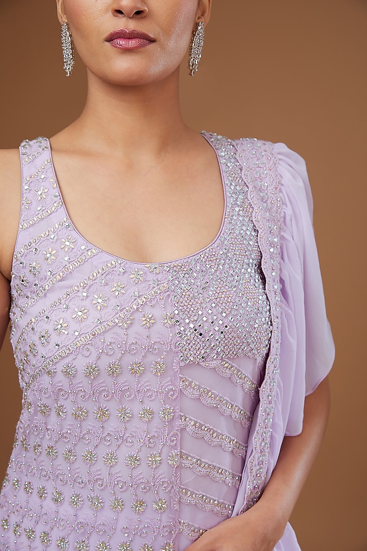 Lilac Georgette Gharara Set by Vandana Sethi at Pernia's Pop Up Shop