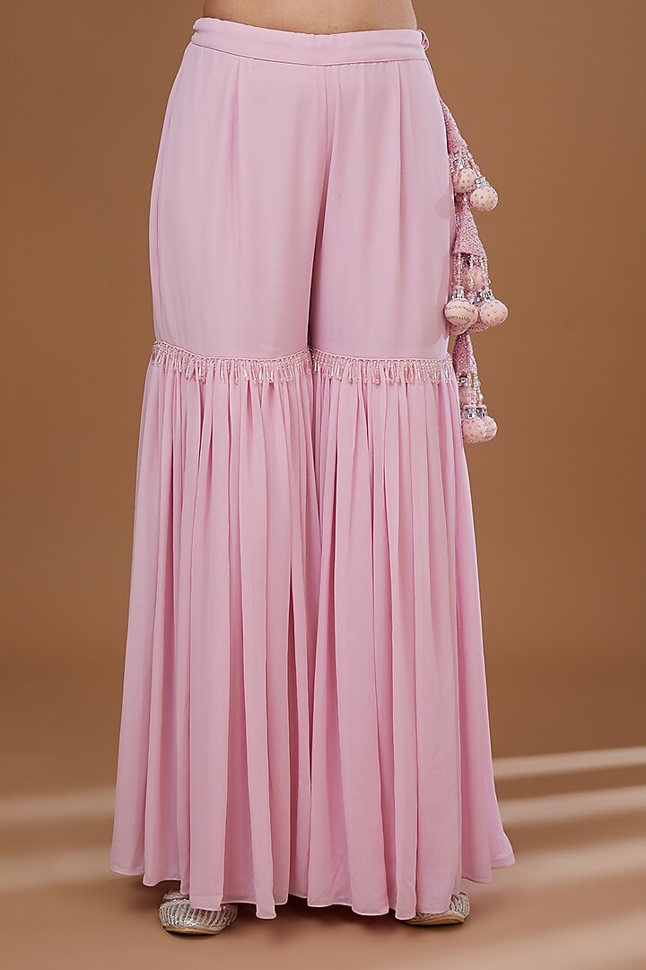 Lavender Georgette Gharara Set by Vandana Sethi at Pernia's Pop Up Shop
