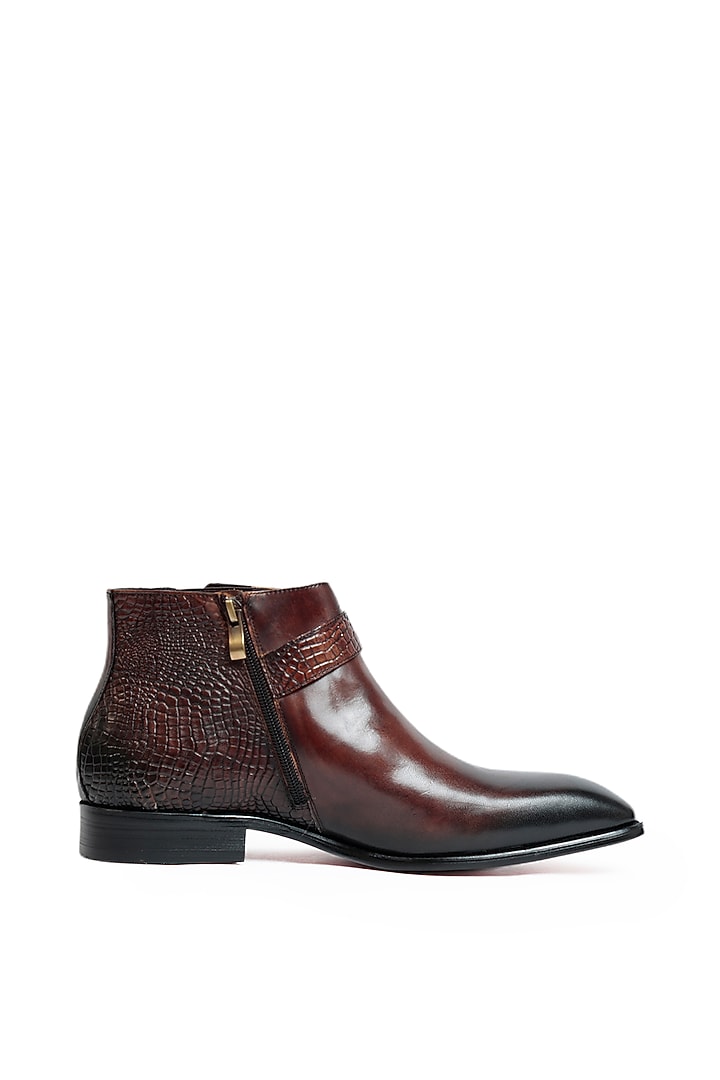Coffee Leather Boots by Vantier Fashion at Pernia's Pop Up Shop