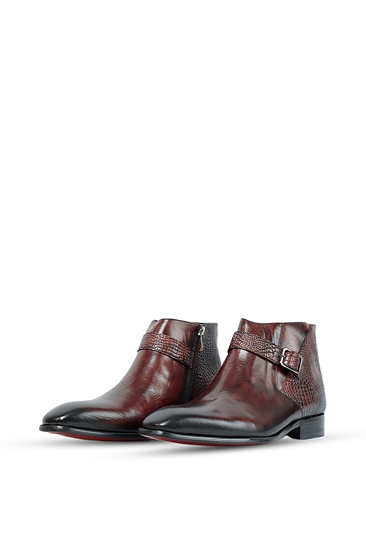 Coffee Leather Boots by Vantier Fashion at Pernia's Pop Up Shop