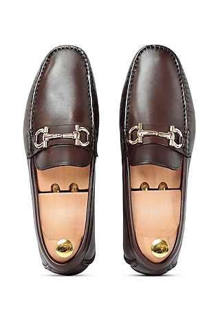 Brown Leather Loafers by Vantier Fashion