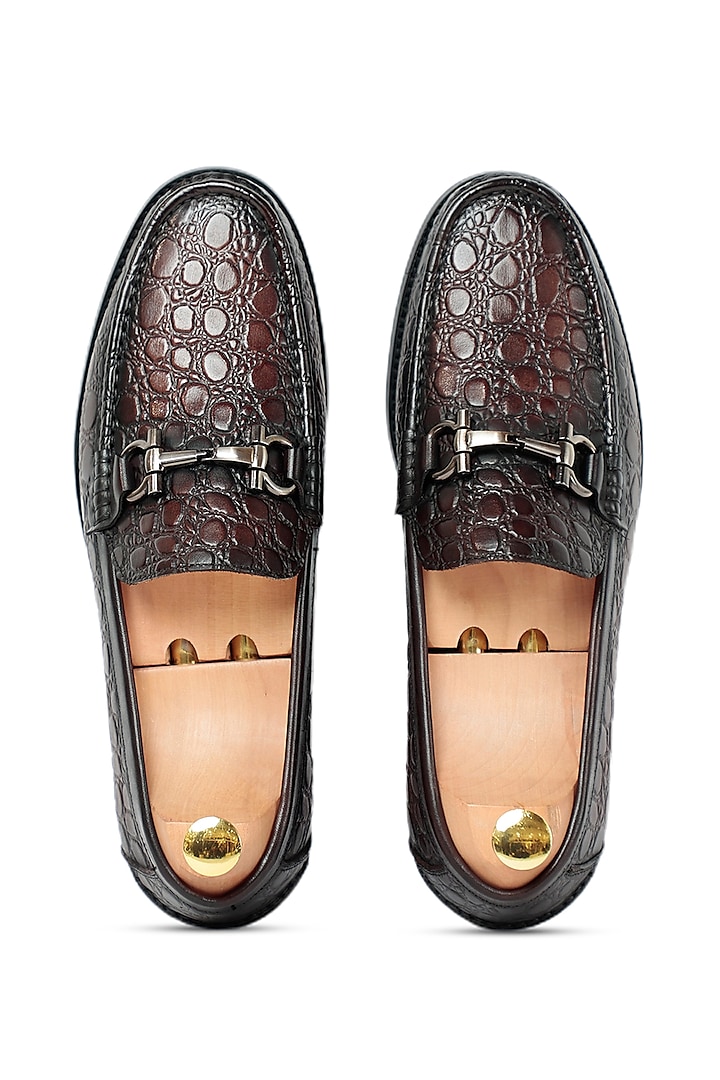 Coffee Leather Loafers by Vantier Fashion