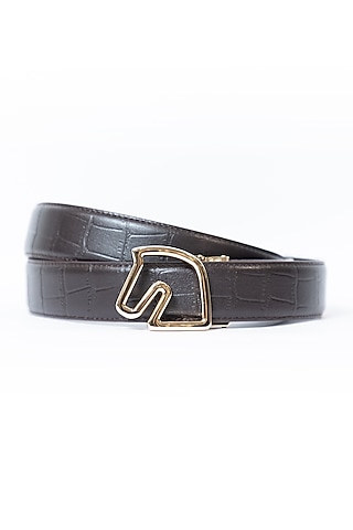 Coffee Leather Belt by Vantier Fashion