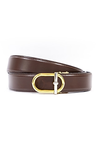 Coffee Leather Belt by Vantier Fashion