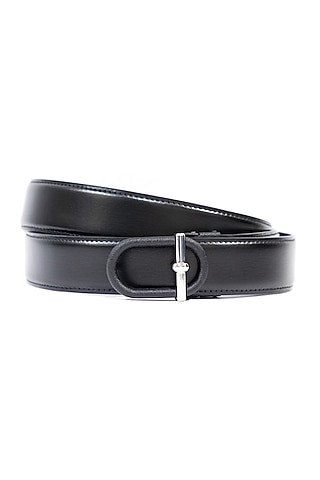 Black Leather Belt by Vantier Fashion