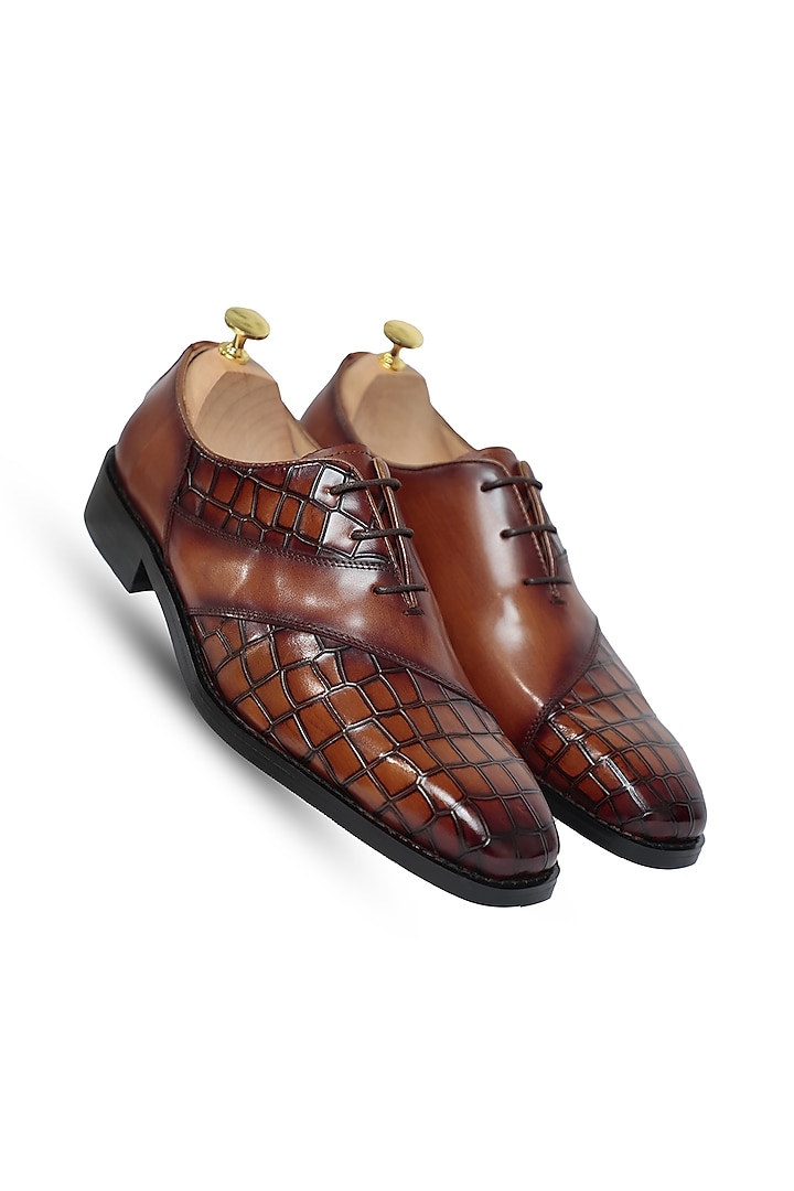 Brown Leather Lace-Up Shoes by Vantier Fashion at Pernia's Pop Up Shop