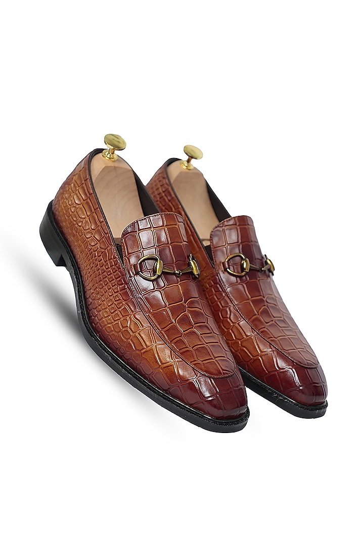 Brown Leather Slip-Ons by Vantier Fashion at Pernia's Pop Up Shop
