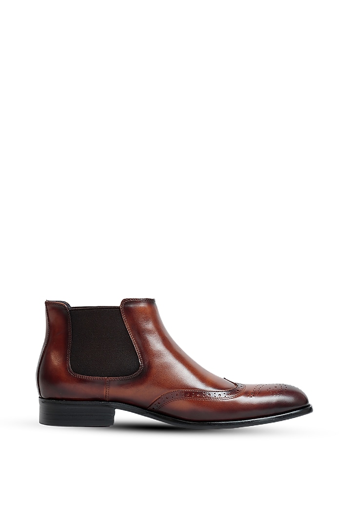 Brown Leather Chelsea Boots by Vantier Fashion at Pernia's Pop Up Shop