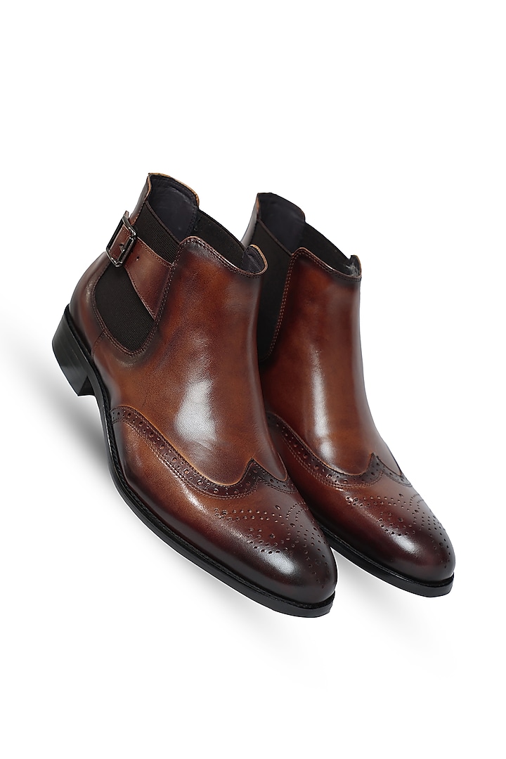 Brown Leather Chelsea Boots by Vantier Fashion at Pernia's Pop Up Shop