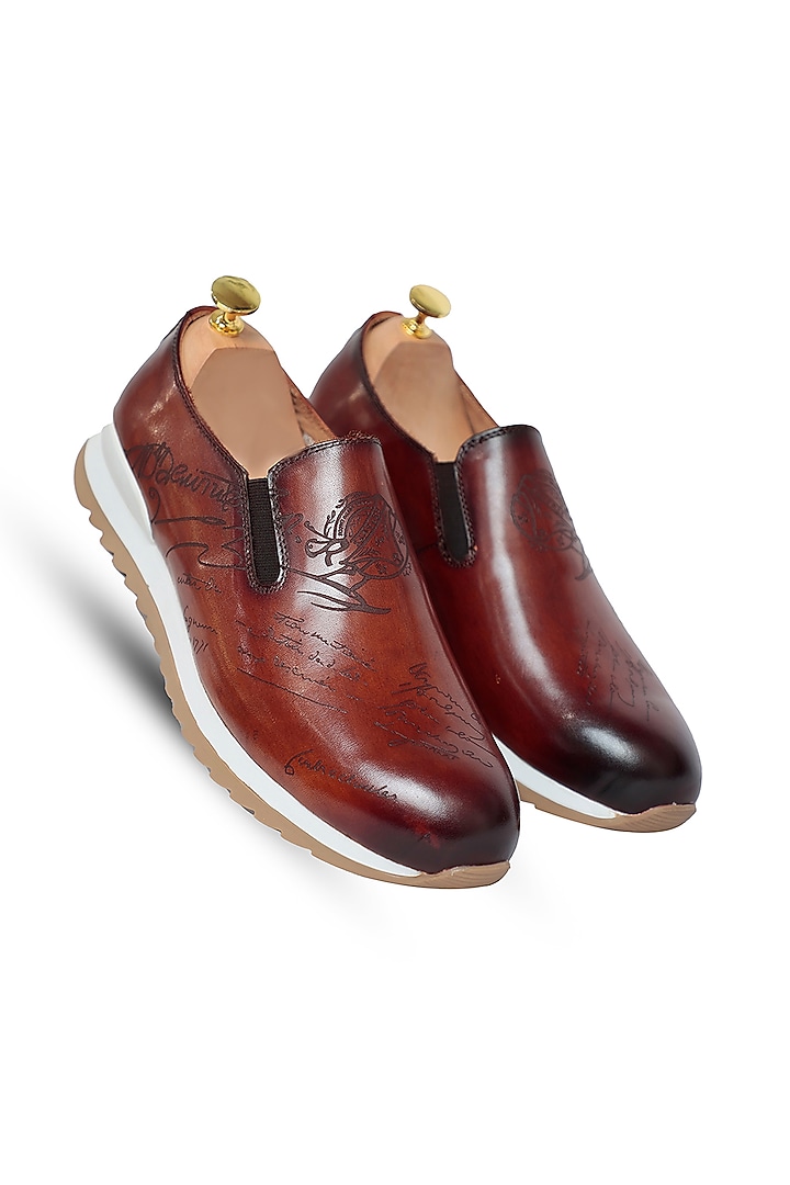 Brown Leather Sneakers by Vantier Fashion at Pernia's Pop Up Shop