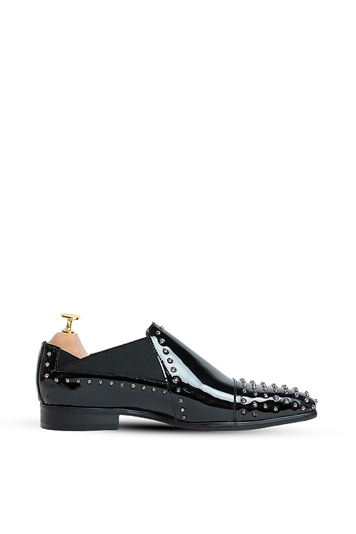 Black Patent Leather Slip-Ons by Vantier Fashion at Pernia's Pop Up Shop