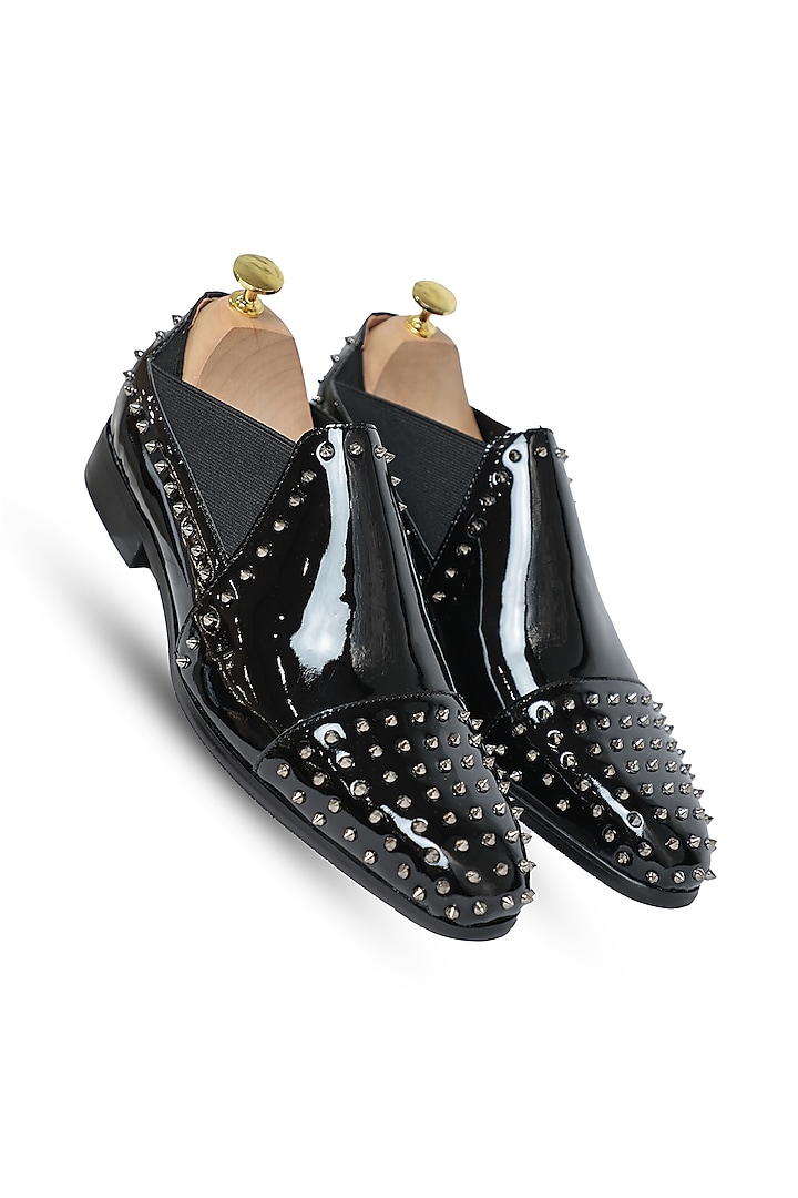 Black Patent Leather Slip-Ons by Vantier Fashion at Pernia's Pop Up Shop