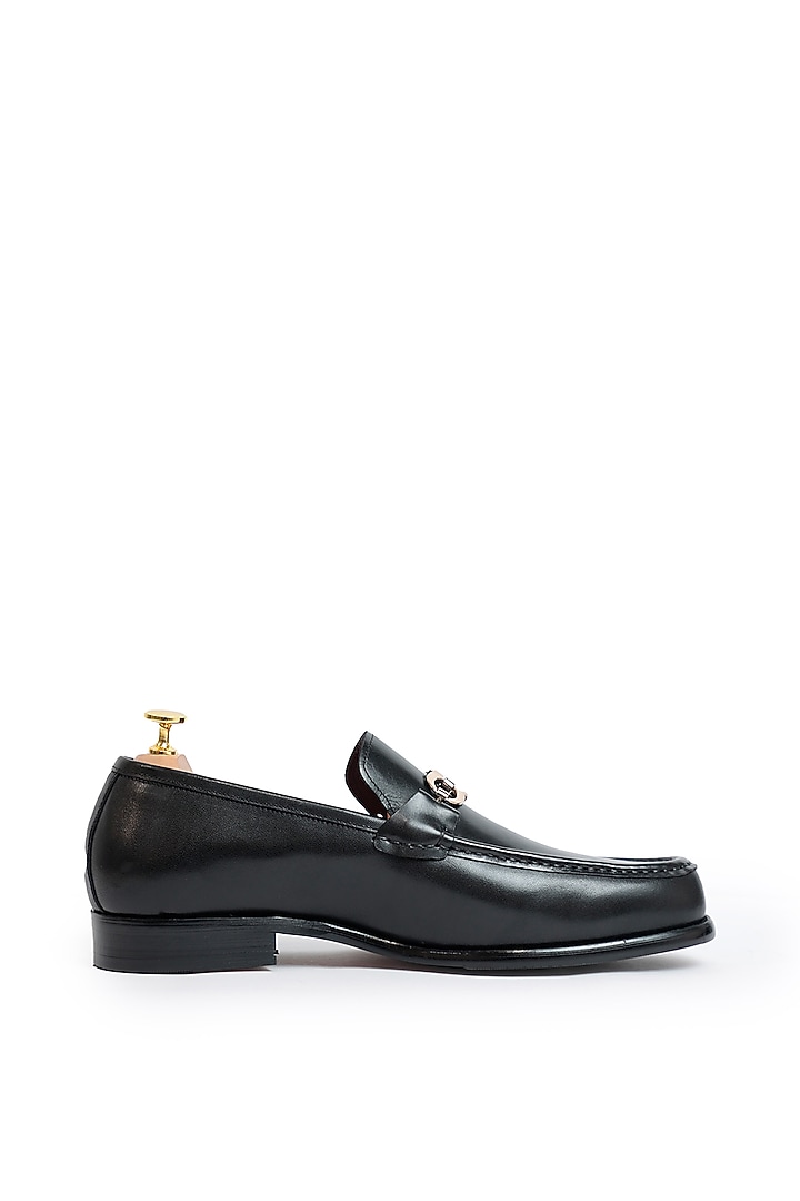 Black Leather Slip-Ons by Vantier Fashion at Pernia's Pop Up Shop