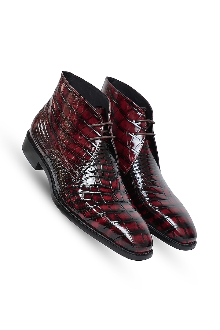 Cherry Red Patent Leather Boots by Vantier Fashion at Pernia's Pop Up Shop