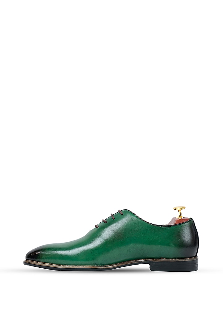 Green Leather Oxford Shoes by Vantier Fashion at Pernia's Pop Up Shop