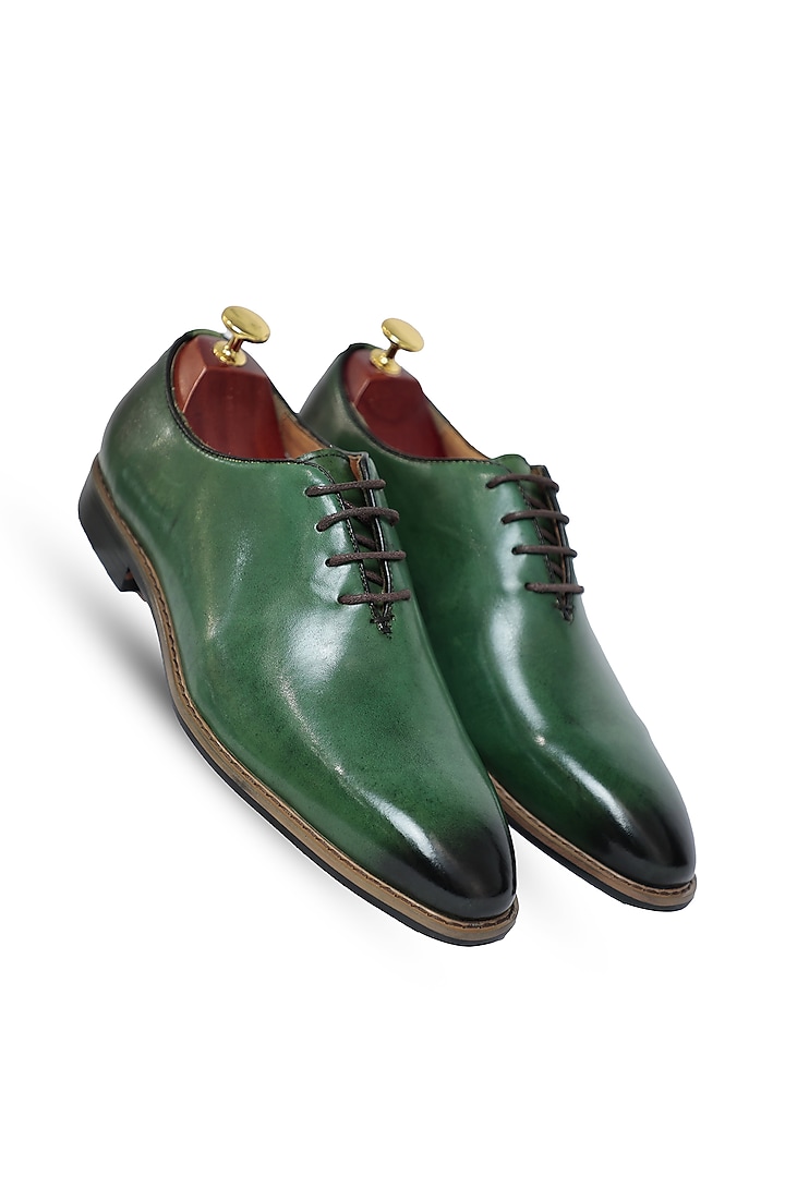 Green Leather Oxford Shoes by Vantier Fashion at Pernia's Pop Up Shop