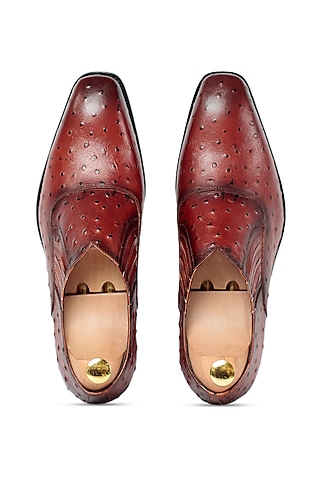 Brown Leather Slip-Ons by Vantier Fashion