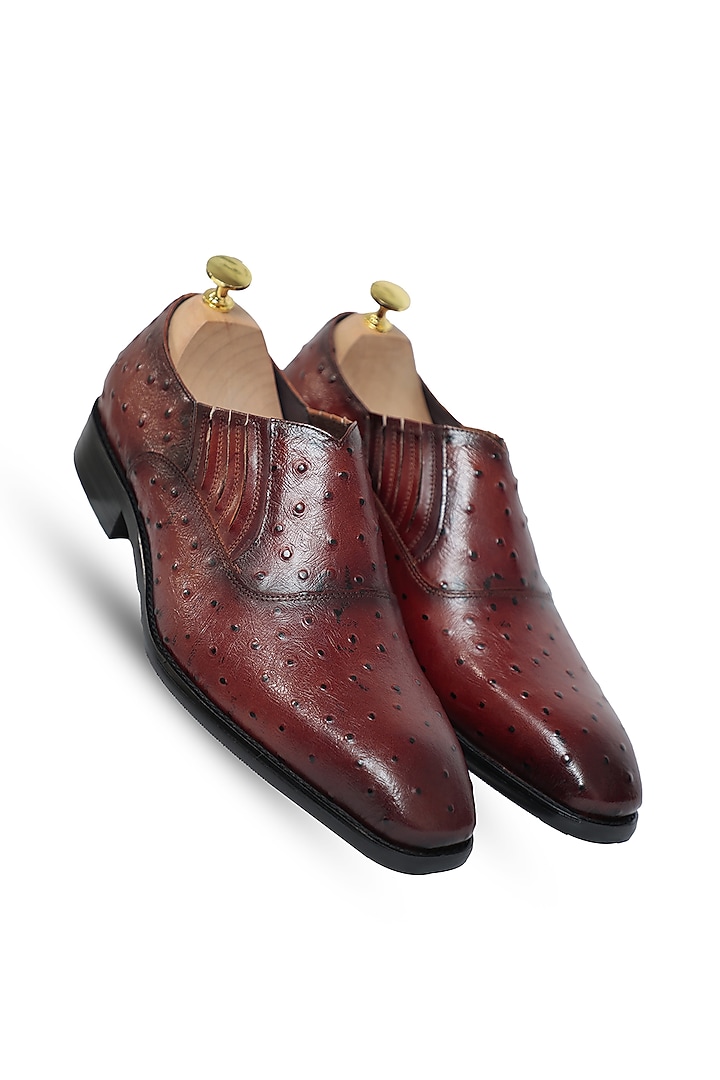 Brown Leather Slip-Ons by Vantier Fashion at Pernia's Pop Up Shop