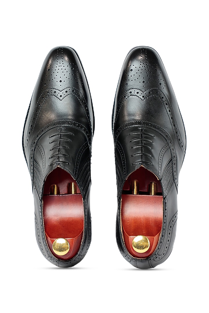 Black Leather Lace-Up Shoes by Vantier Fashion at Pernia's Pop Up Shop
