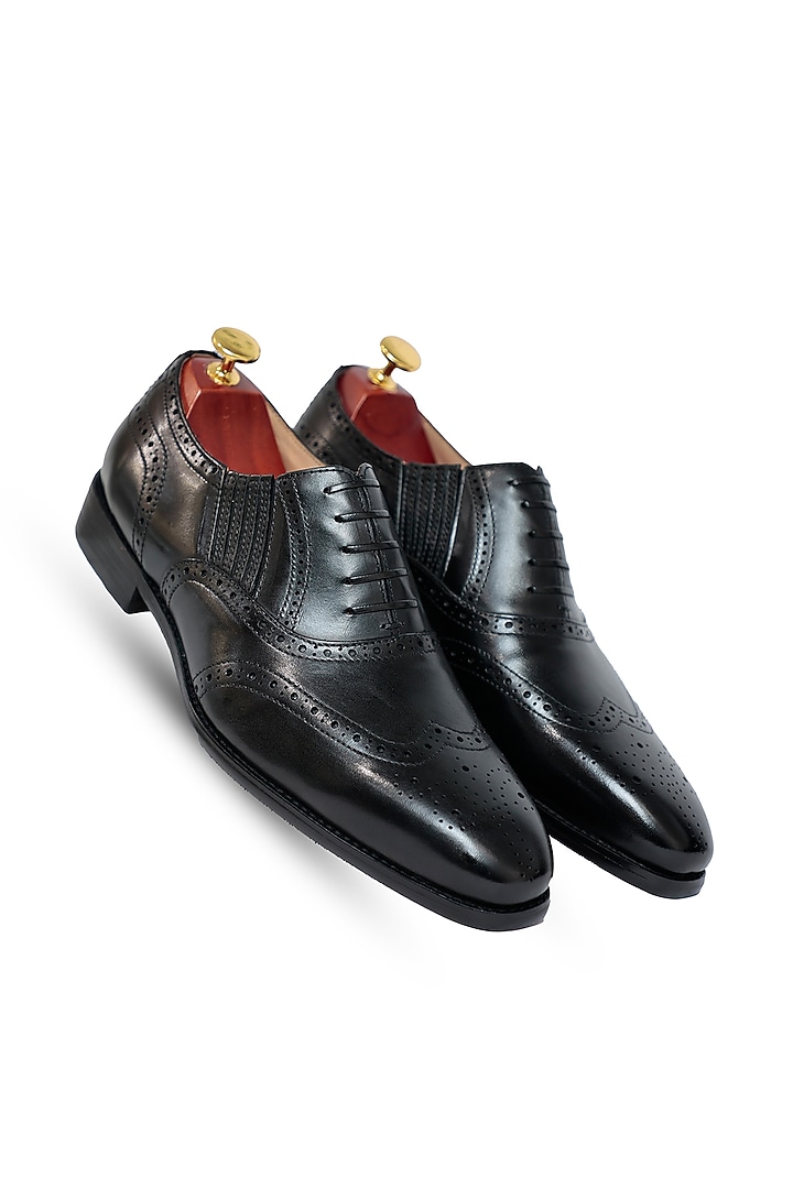 Black Leather Lace-Up Shoes by Vantier Fashion at Pernia's Pop Up Shop
