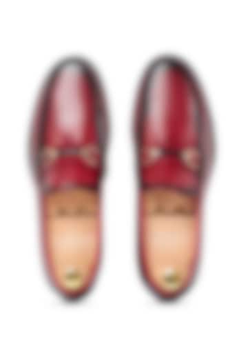 Wine Leather Loafers by Vantier Fashion