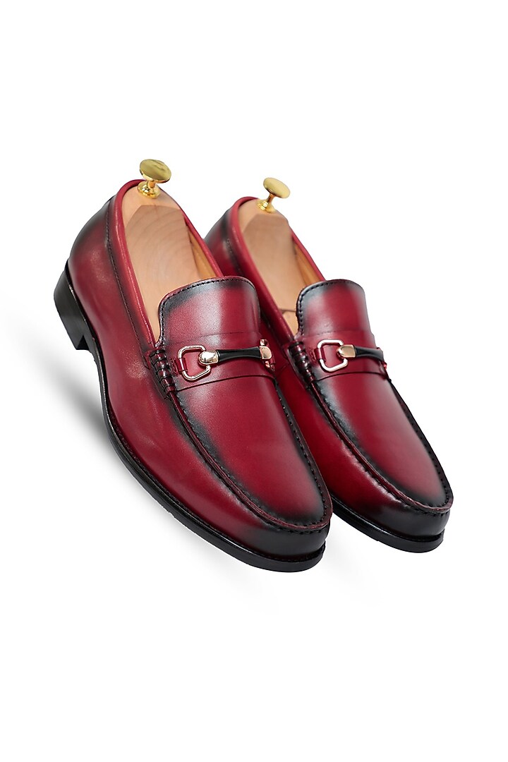 Wine Leather Loafers by Vantier Fashion at Pernia's Pop Up Shop