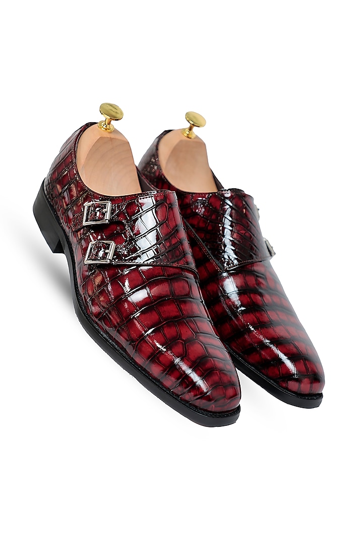 Cherry Red Patent Leather Monk Shoes by Vantier Fashion at Pernia's Pop Up Shop