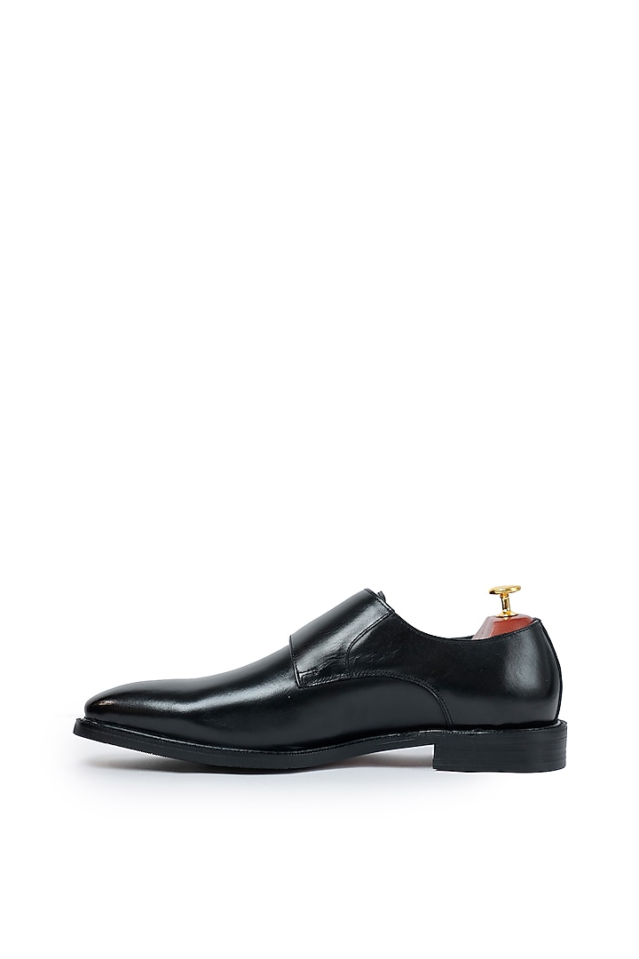 Black Leather Monk Strap Shoes by Vantier Fashion at Pernia's Pop Up Shop