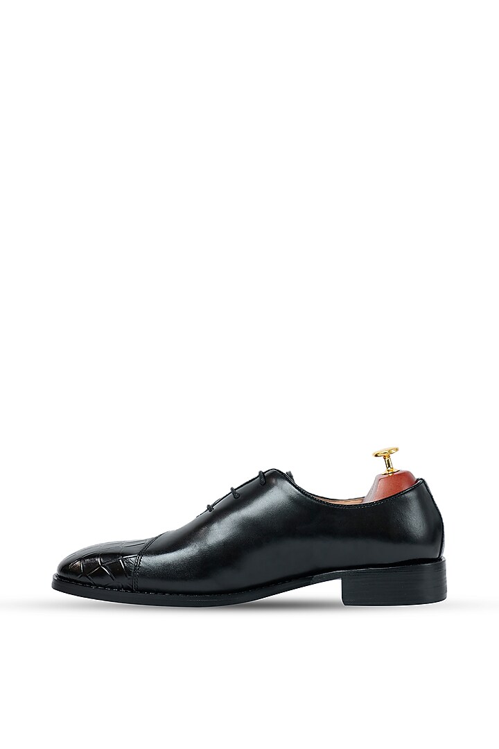 Black Leather Lace-Up Shoes by Vantier Fashion at Pernia's Pop Up Shop