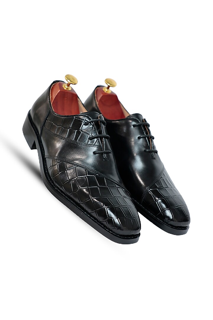 Black Leather Lace-Up Shoes by Vantier Fashion at Pernia's Pop Up Shop