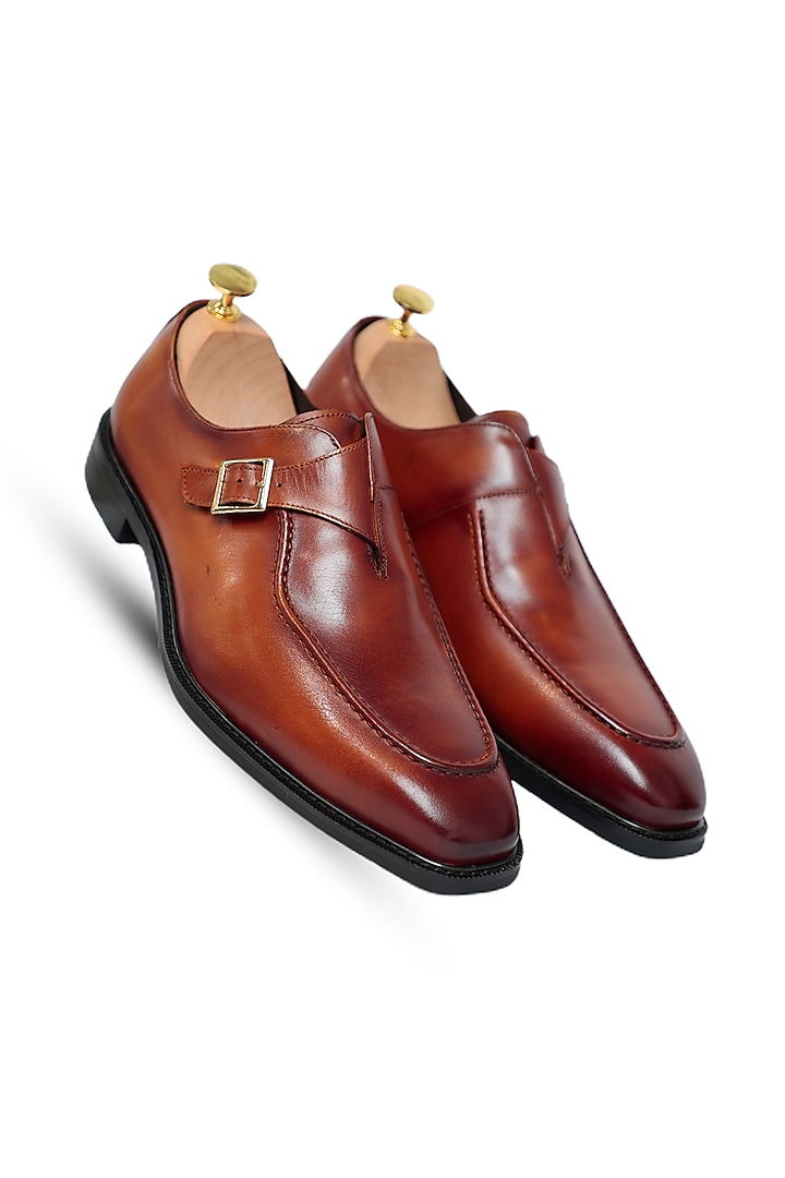 Brown Leather Monk Shoes by Vantier Fashion at Pernia's Pop Up Shop