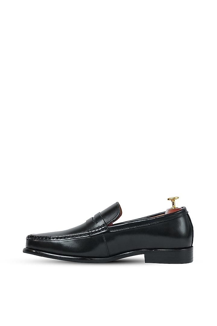 Black Leather Penny Loafers by Vantier Fashion at Pernia's Pop Up Shop