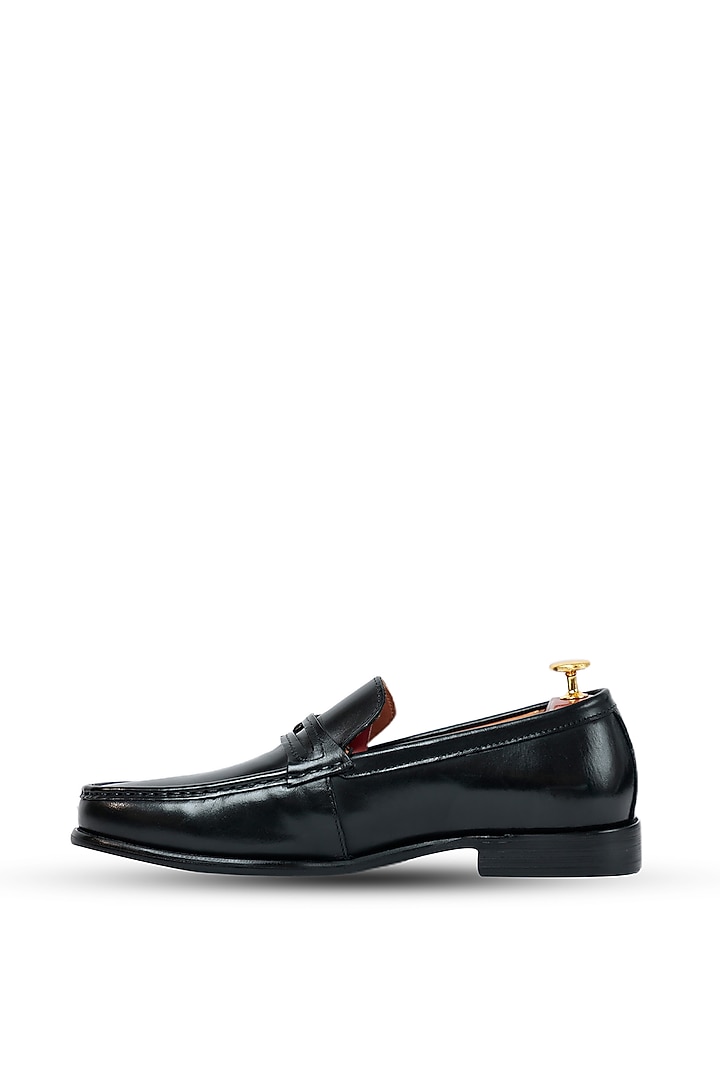 Black Leather Slip-Ons by Vantier Fashion at Pernia's Pop Up Shop
