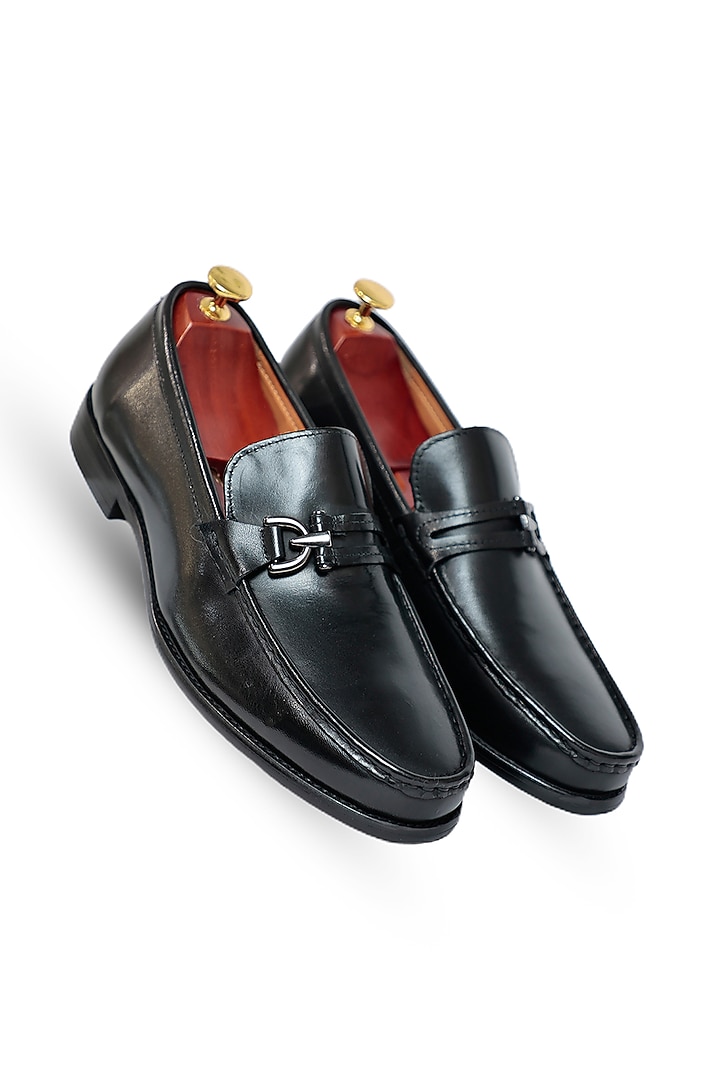 Black Leather Slip-Ons by Vantier Fashion at Pernia's Pop Up Shop