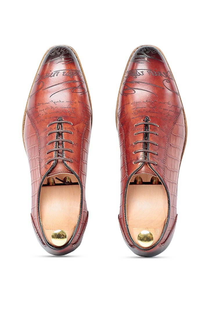 Brown Leather Lace-Up Shoes by Vantier Fashion at Pernia's Pop Up Shop