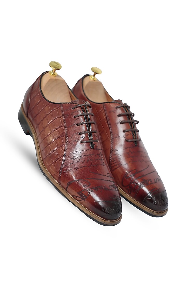 Brown Leather Lace-Up Shoes by Vantier Fashion at Pernia's Pop Up Shop