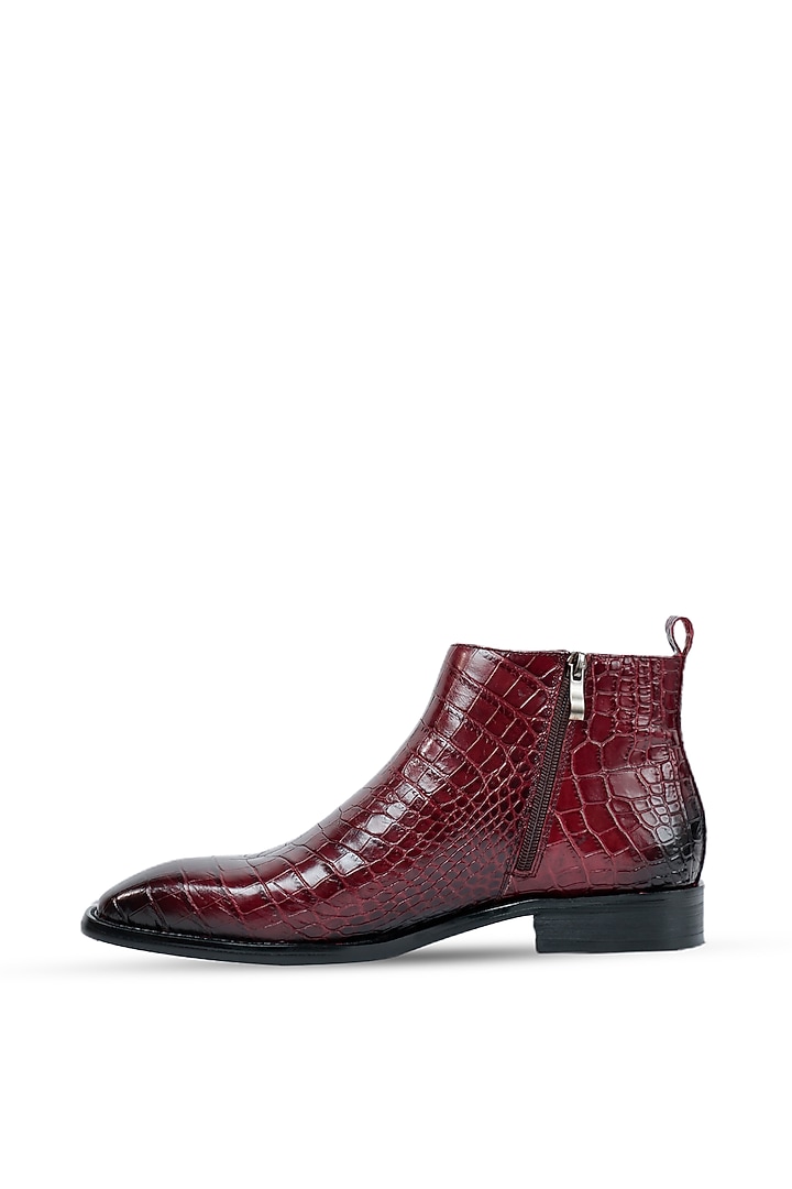 Burgundy Leather Boots by Vantier Fashion at Pernia's Pop Up Shop