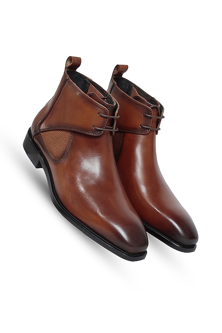 Brown Leather Boots by Vantier Fashion at Pernia's Pop Up Shop