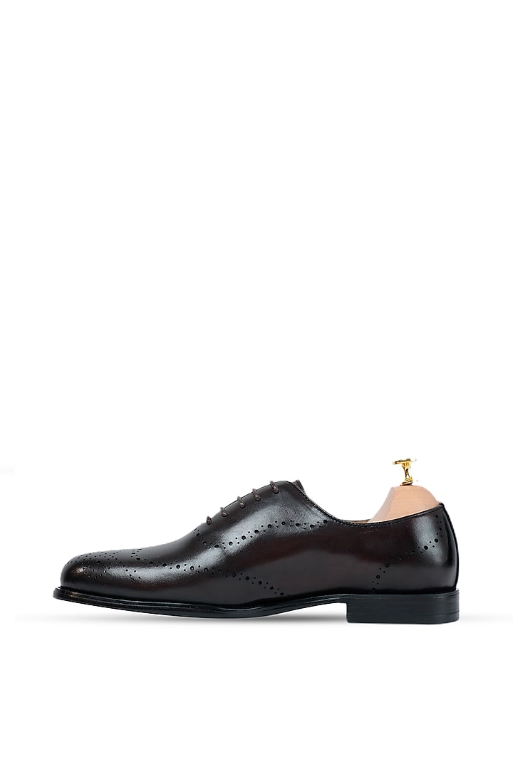 Coffee Leather Lace-Up Shoes by Vantier Fashion at Pernia's Pop Up Shop